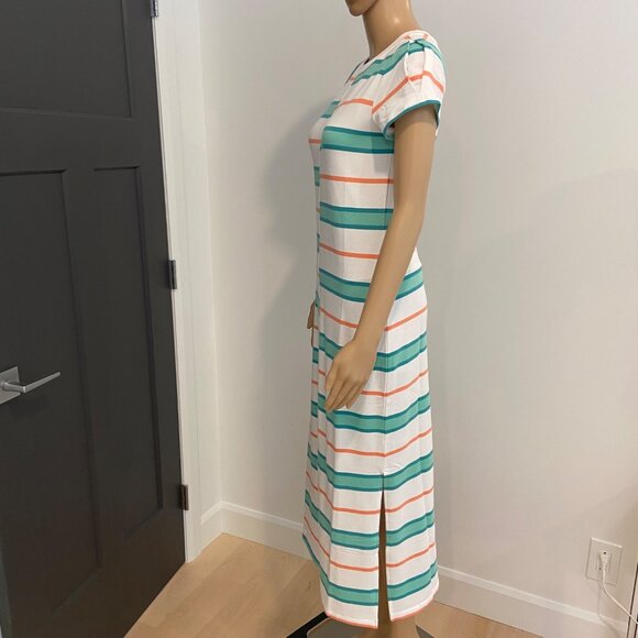 Hatley Sierra Midi Dress Coastal Stripes XS Soft Cotton Blend Short Sleeve NWT - Picture 5 of 16